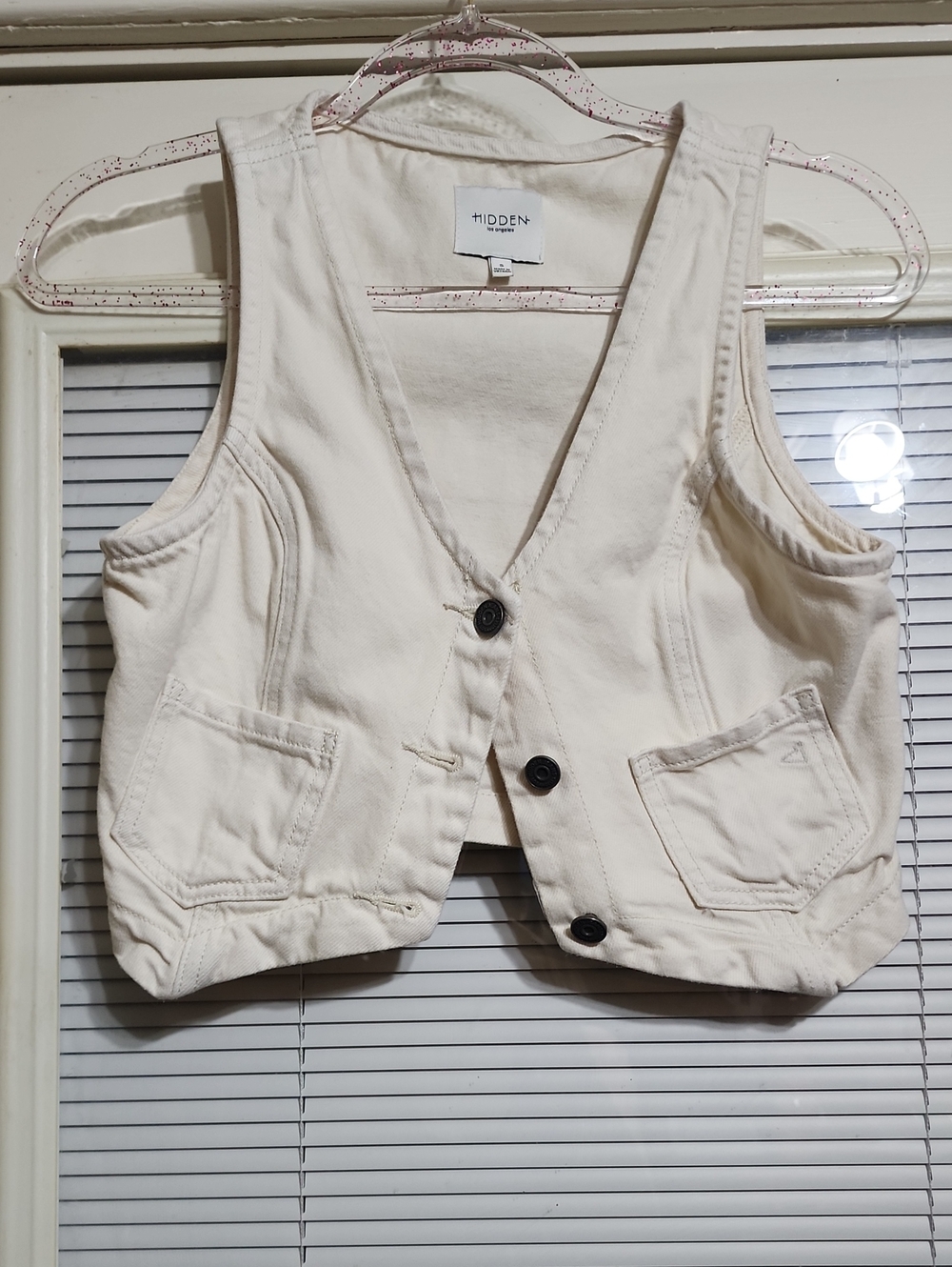 Hidden Cream Cotton Vest with Button Front